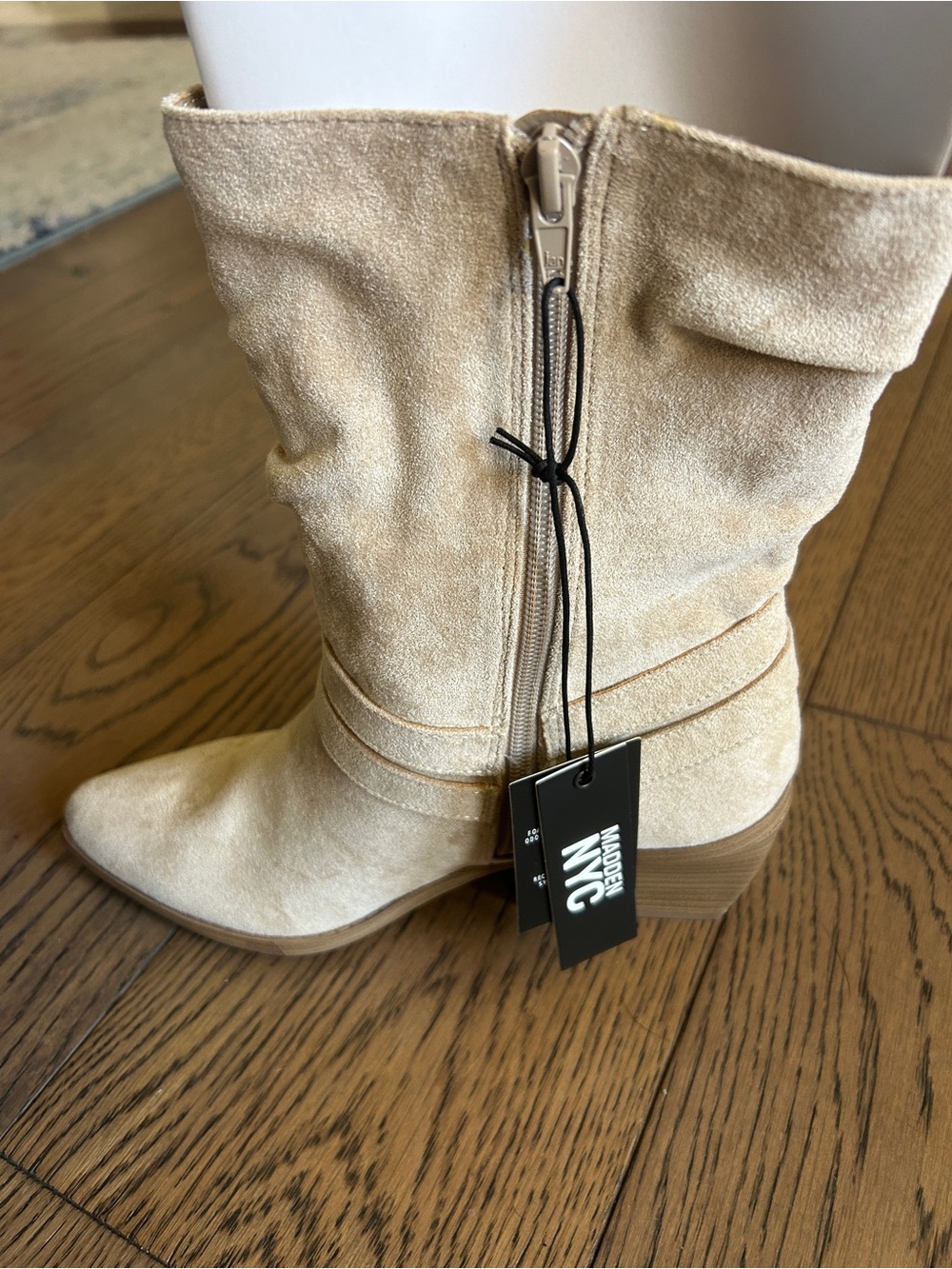 NWT! Madden NYC Sand Ankle Boots with Accent Fringe Women's Size 11 Suede Look - Picture 11 of 16